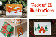 Christmas & winter illustrations set, an Illustration by Atelier Mélicope (Thumbnail 1 of 9)
