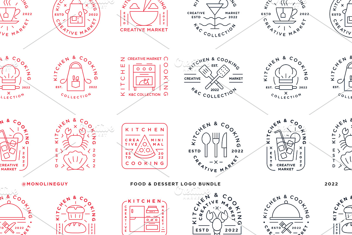 Food & Dessert Logo Bundle, a Food Illustration by The Monoline Guy (Photo 4 of 4)