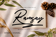 Ramsay - Monoline Script style font, a Script Font by mahstudios (Thumbnail 1 of 8)