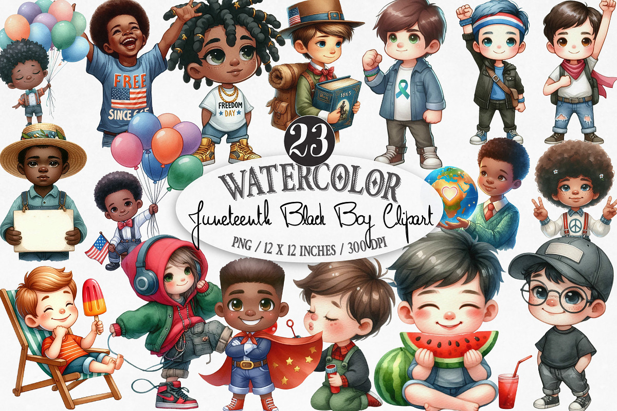 Juneteenth Black Boys PNG Clipart, an Illustration by Designking (Photo 1 of 4)