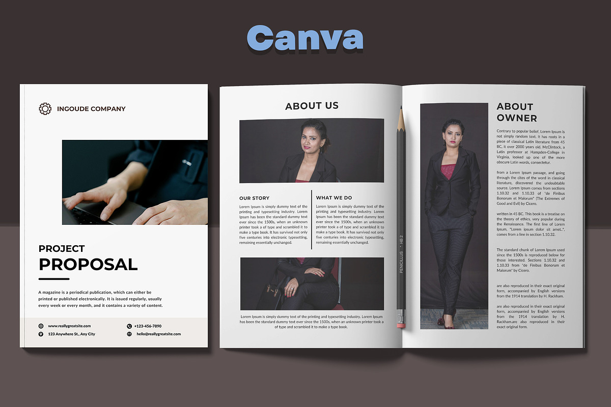 Canva Project Proposal, a Brochure Template by DesignByStore (Photo 1 of 6)