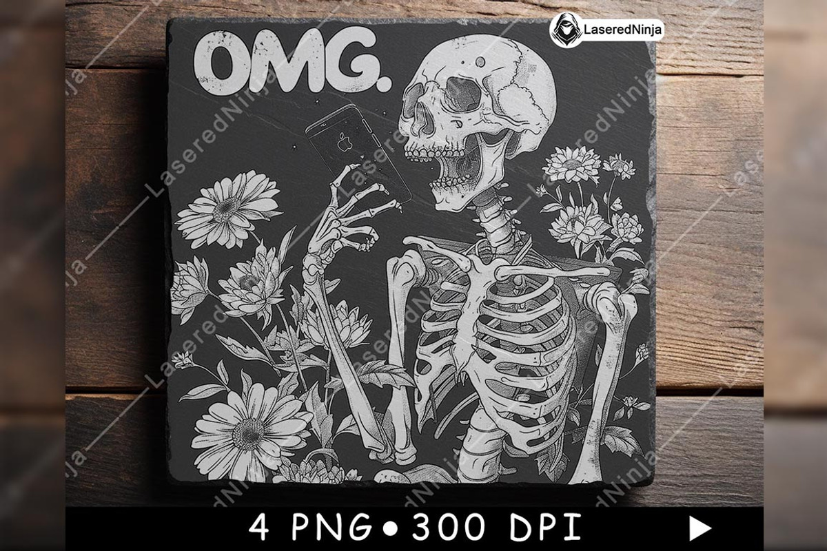 Skeleton Looking on Cellphone Flower, a Background Graphic by LaseredNinja (Photo 7 of 7)