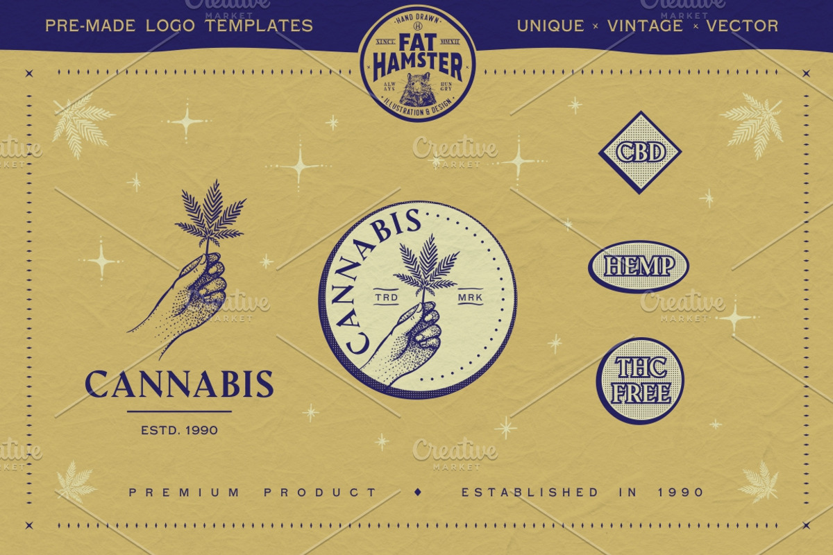 Cannabis & Hand vintage illustration, a Healthcare Illustration by Fat Hamster (Photo 11 of 16)