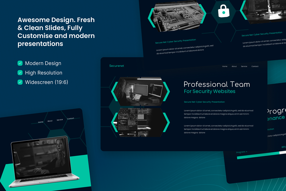 Cyber Security Google Slide, a Presentation Template by SquidPixey (Photo 3 of 6)