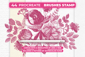 44 Flower Brush Stamps Procreate