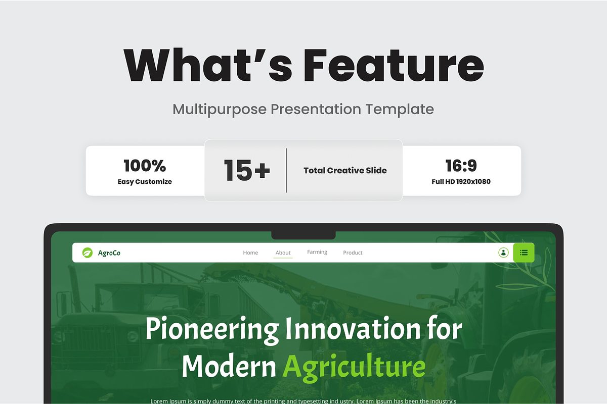 AgroCo Agriculture Farm Google Slide, a Presentation Template by SquidPixey (Photo 2 of 6)