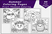 Fruit-Themed Summer Coloring Pages, a Seasonal Illustration by Lamia Emad (Thumbnail 1 of 4)
