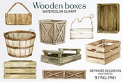Watercolor empty wooden box clipart, an Object Illustration by yana.fefelova (Thumbnail 1 of 4)