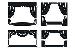 Theatrical stage icon set, simple, an Object Illustration by Ylivdesign