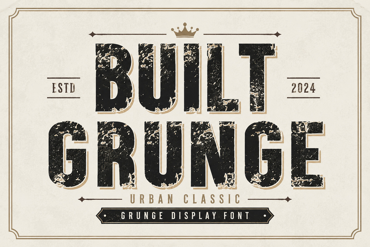 Built Grunge - Distressed Font, a Sans Serif Font by Limited.studio (Photo 1 of 6)