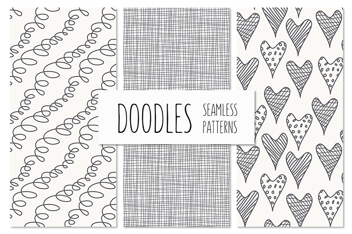 Doodles. Seamless Patterns Set 1