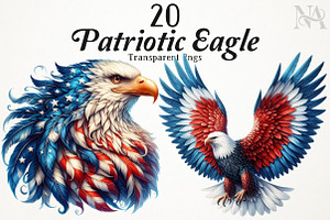Watercolor USA Patriotic Eagle PNG, a Seasonal Illustration by RobertsArt