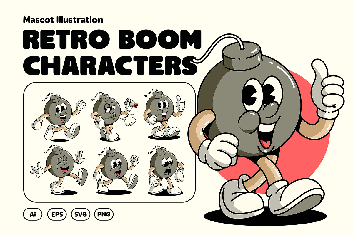 Retro Boom Characters, an Object Illustration by Graptail (Photo 1 of 8)