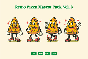 Retro Pizza Mascot Pack Vol. 3