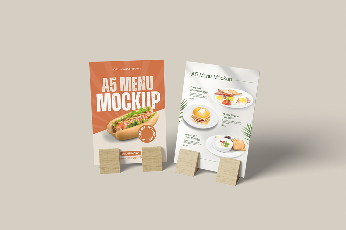A5 Table Menu Mockup, an Advertising Mockup by ianmikraz (Photo 5 of 5)
