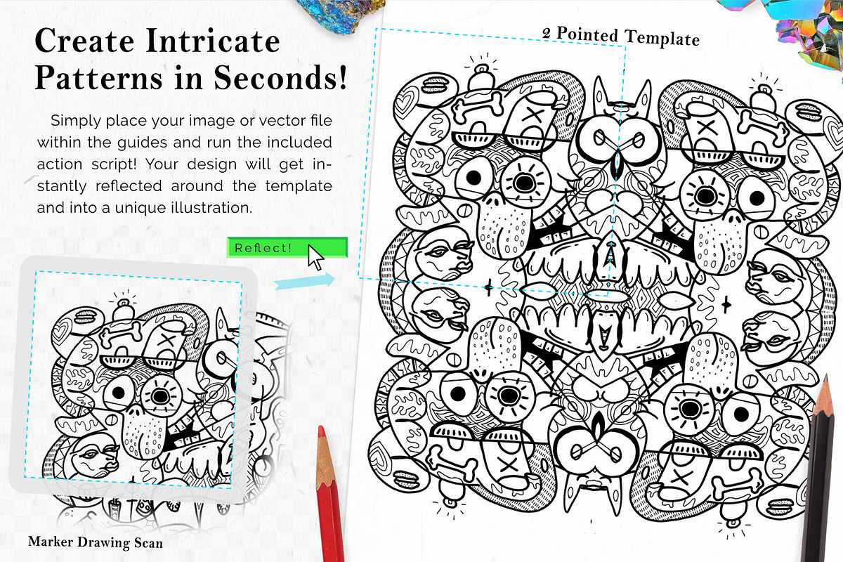 Vector Kaleidoscope for Adobe Ai preview 4
