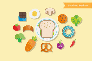 Food and Breakfast Flat Design