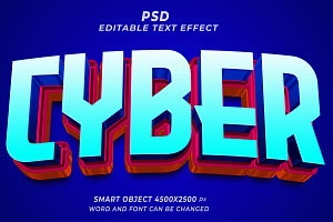 Cyber PSD 3d Editable Text Effect