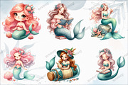 Cute Mermaid Watercolor Clipart, a Graphic by designcity5 (Thumbnail 2 of 5)