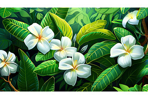 Exotic frangipani blossoms with, an Object Illustration by Lermont51