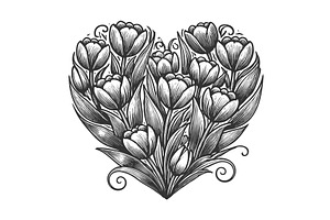Heart-Shaped Bouquet of Blooming, an Illustration by AlexArt