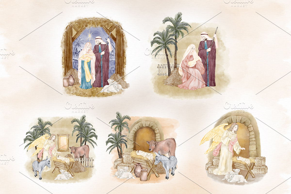 Christmas Holy Night Nativity Scene, an Illustration by PawGraphic (Photo 4 of 10)