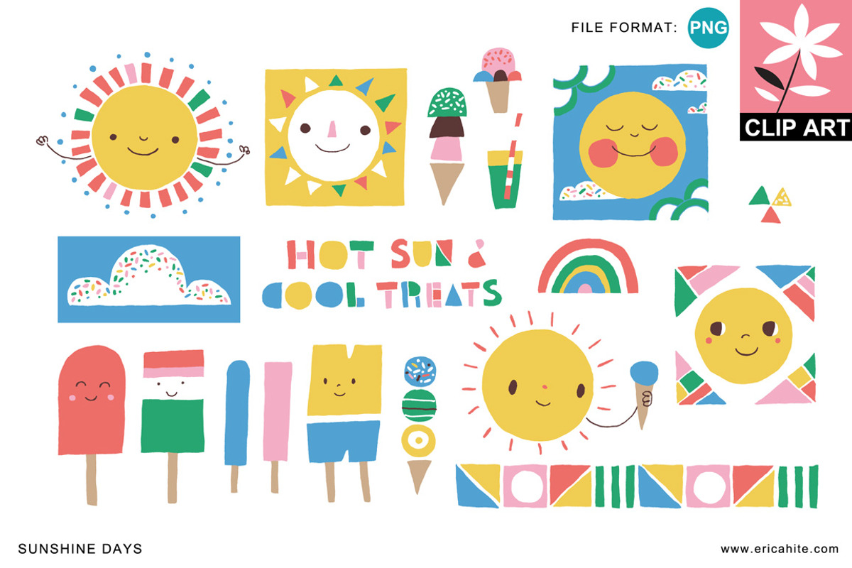 Sunshine Days: Clip Art (PNG), an Illustration by Erica Hite