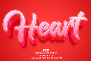 Heart PSD 3d Editable Text Effect, a Brushes & More by TrueVector