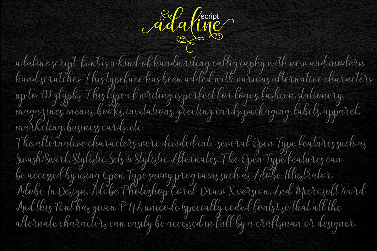 Adaline Script, a Script Font by MrLetters (Photo 16 of 16)