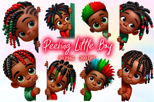 Peeking African American Little Boy, a Work Illustration by Dream Creation