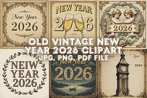 Old Vintage New Year 2026 Clipart