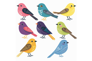 Colorful cartoon birds illustrated, an Animal Illustration by Vectorstockersland