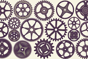 18 Gears Photoshop Stamp Brushes