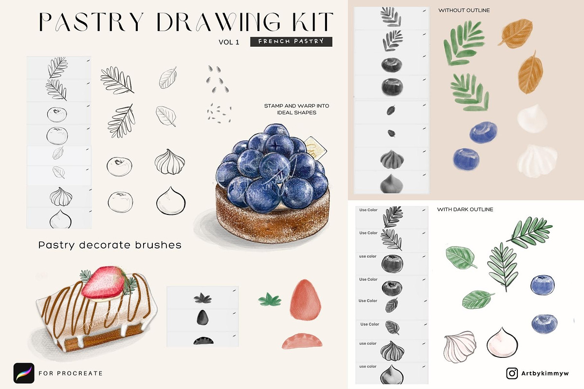 Procreate French Pastry Brush Pack, a Brush Add-On by Artbykimmyw (Photo 8 of 9)