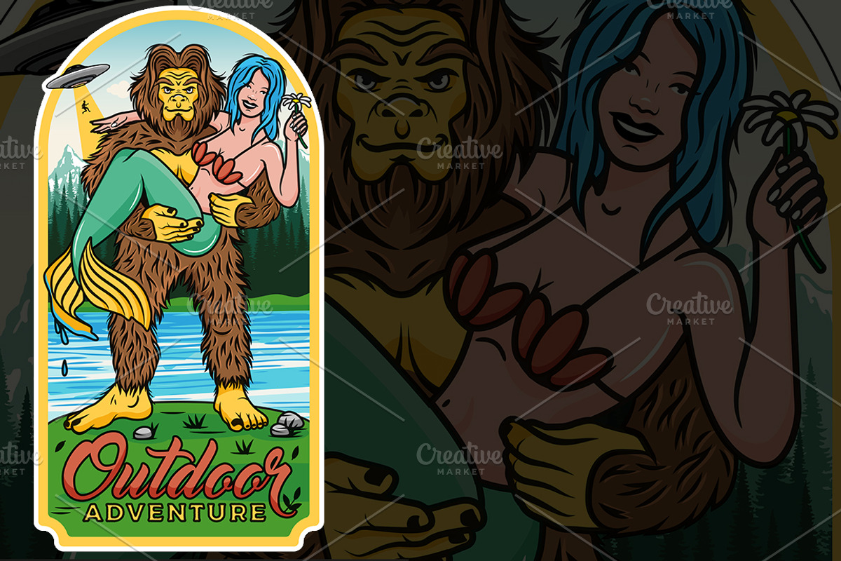 Outdoor Adventure Logo with Bigfoot, an Animal Illustration by Moloko88 (Photo 1 of 2)