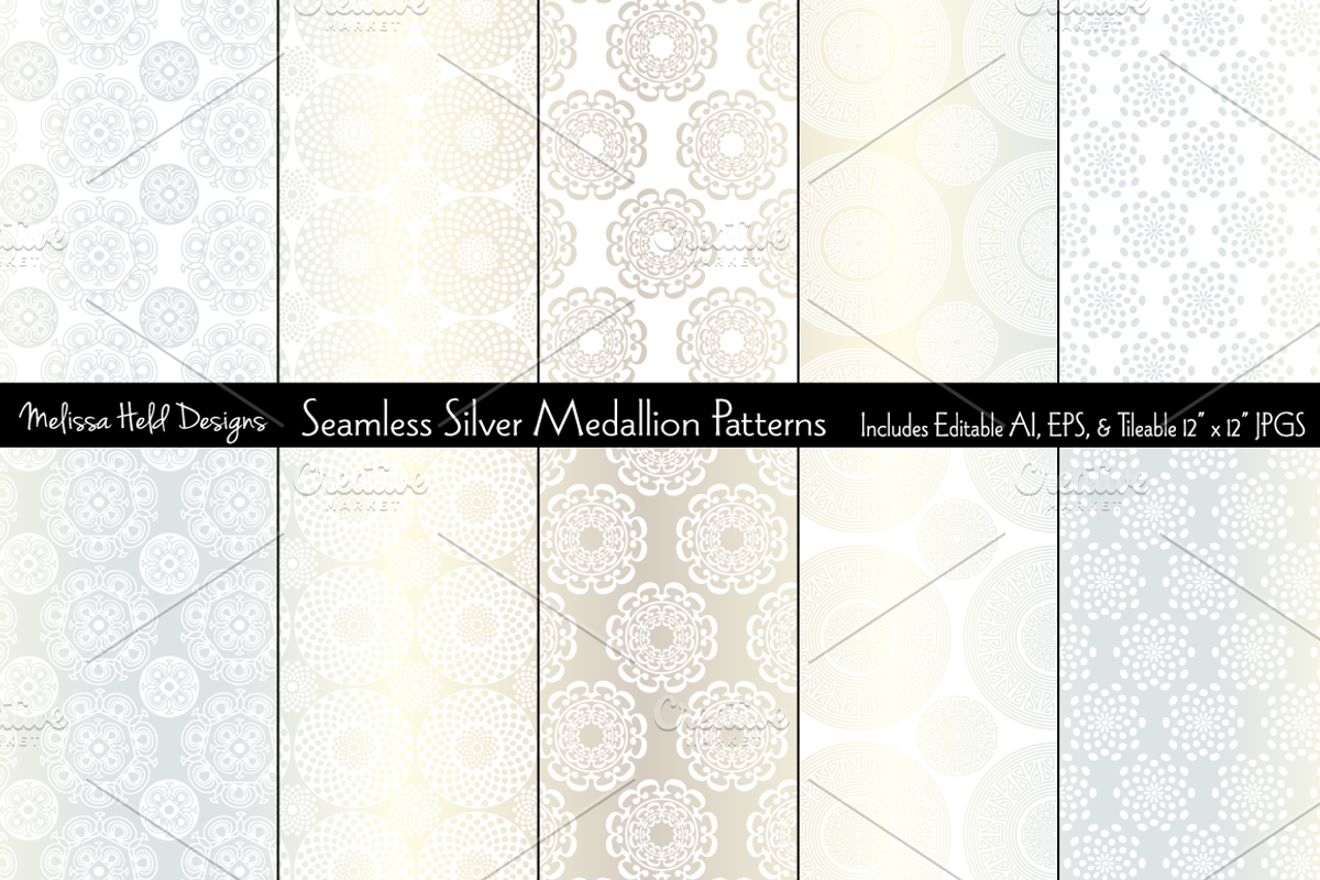Seamless Silver Medallion Patterns