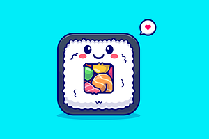 Cute Sushi Salmon Roll Cartoon, a Food Illustration by Catalyst Labs