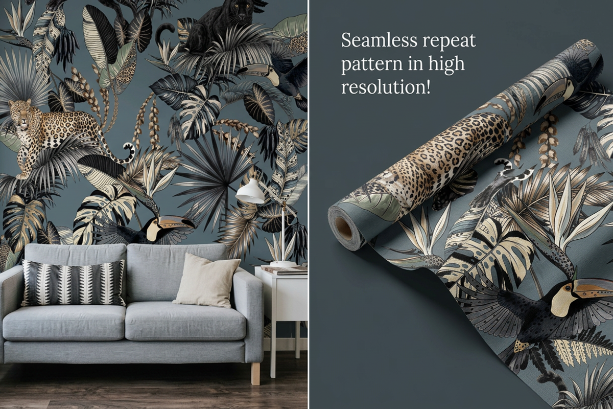 Indigo Jungle Tropical Seamles 2026, a Pattern Graphic by Luiz da Rolt Grathwohl (Photo 23 of 24)
