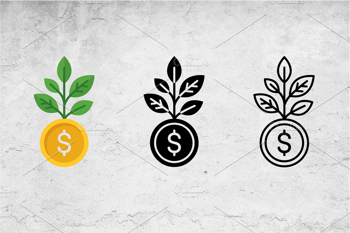 Money Growth Icon Set - 3 Styles, an Outline Icon by Artonix (Photo 2 of 2)