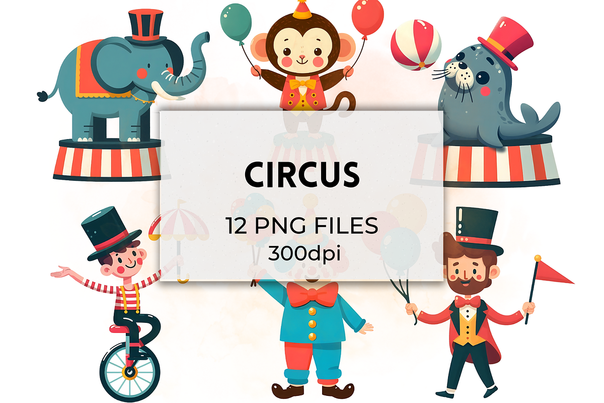 Circus Clipart PNG Carnival Arts, a Decorative Illustration by QM_ART (Photo 1 of 7)