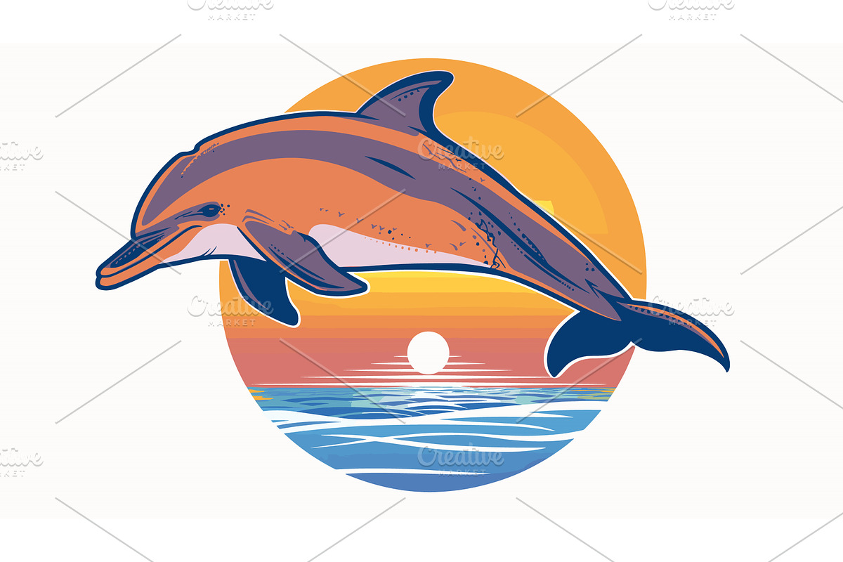 Leaping dolphin graphic against, an Animal Illustration by Vectorstockersland