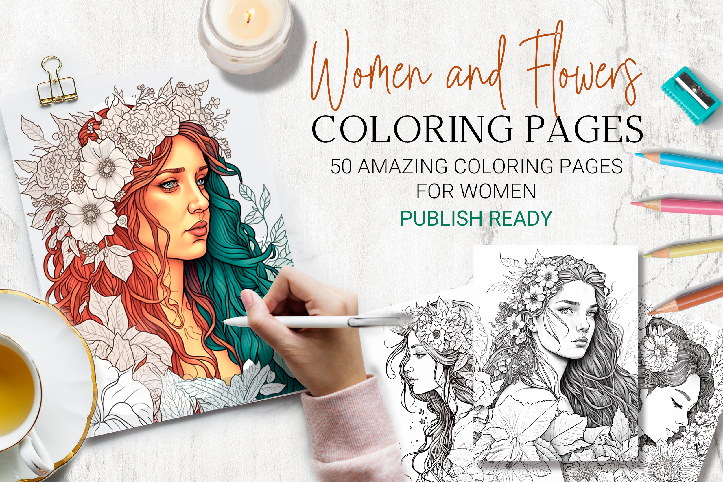 Portraits Coloring Pages For Adults, a Person Illustration by AlineArtStore