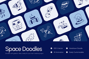 Animated Space Drawing Art Set, an Outline Icon by Vectors Market