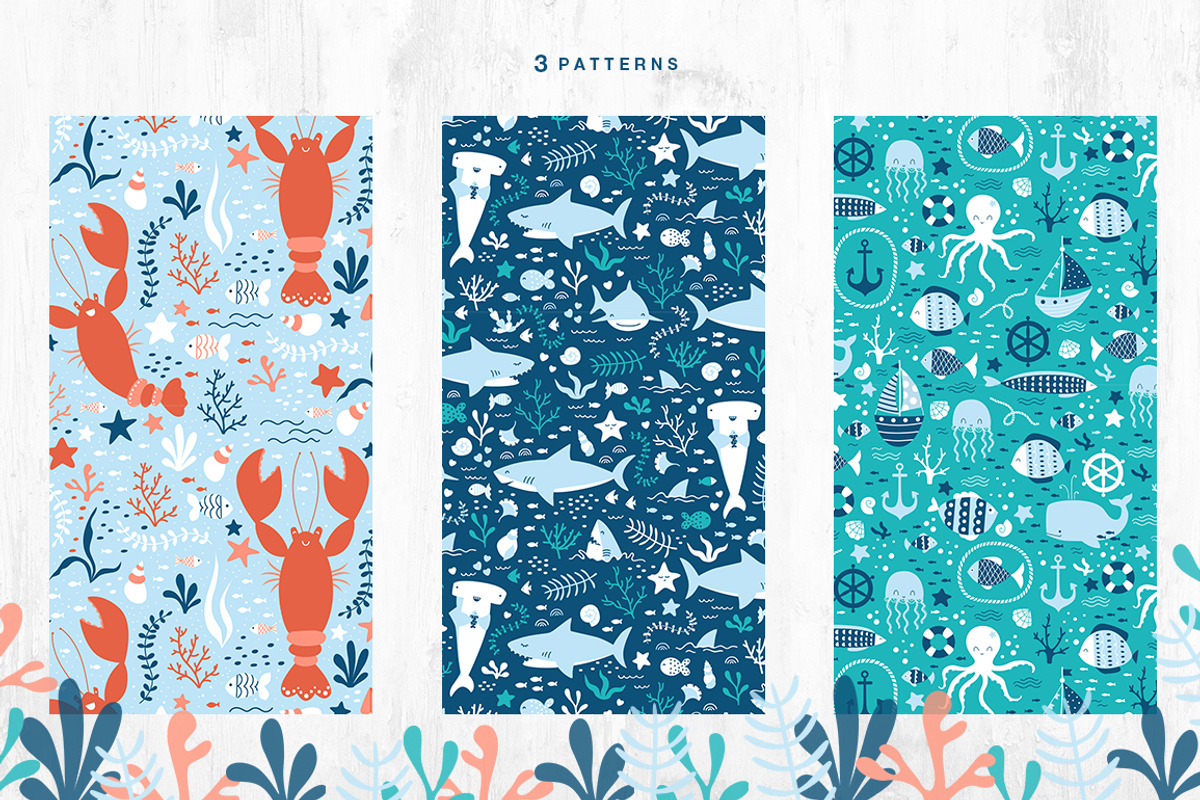 Under The Sea patterns and clipart, a Pattern Graphic by Inna Moreva (Photo 2 of 4)