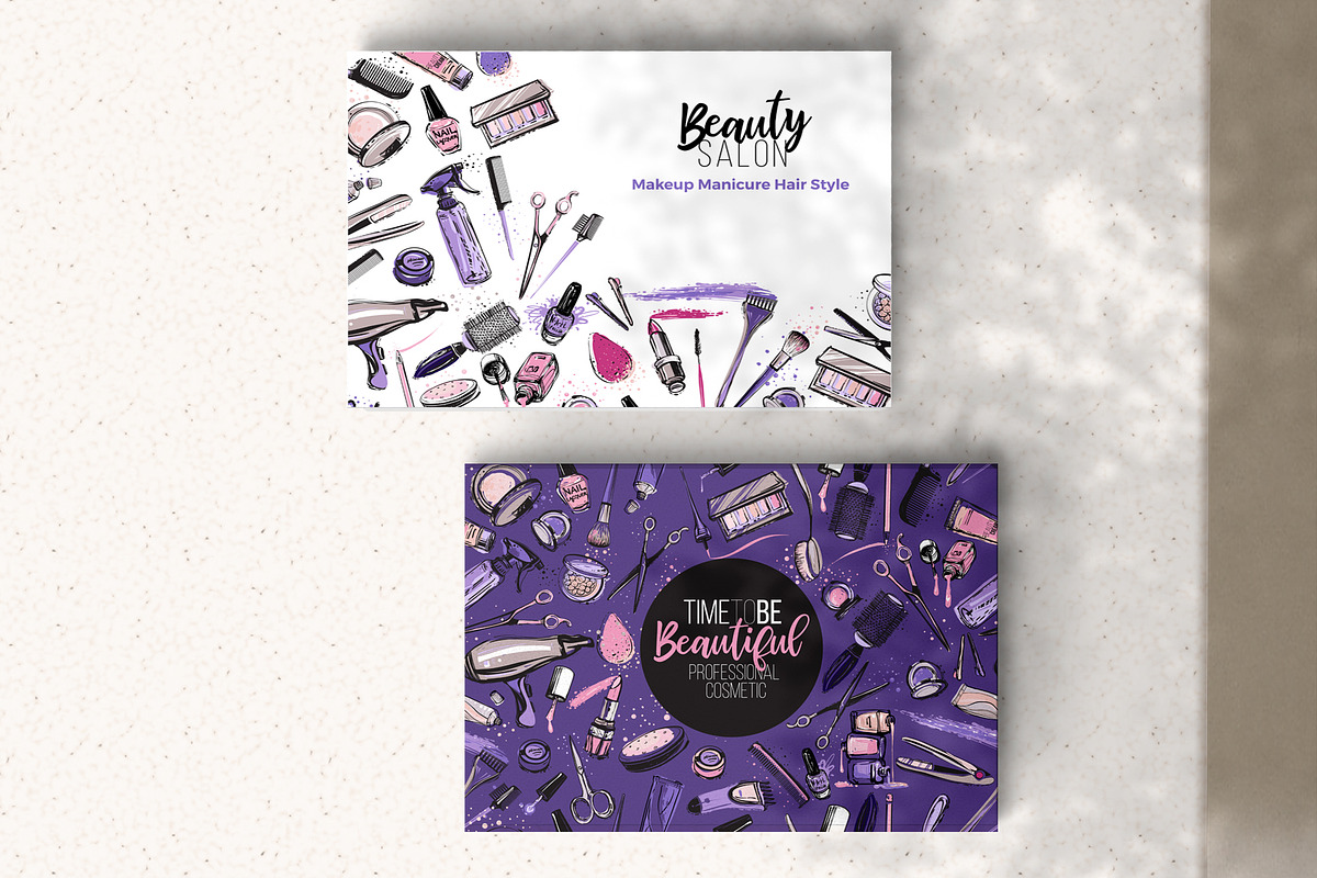 Beauty Salon Promo Cards & Patterns, a Work Illustration by Sopelkin (Photo 4 of 9)