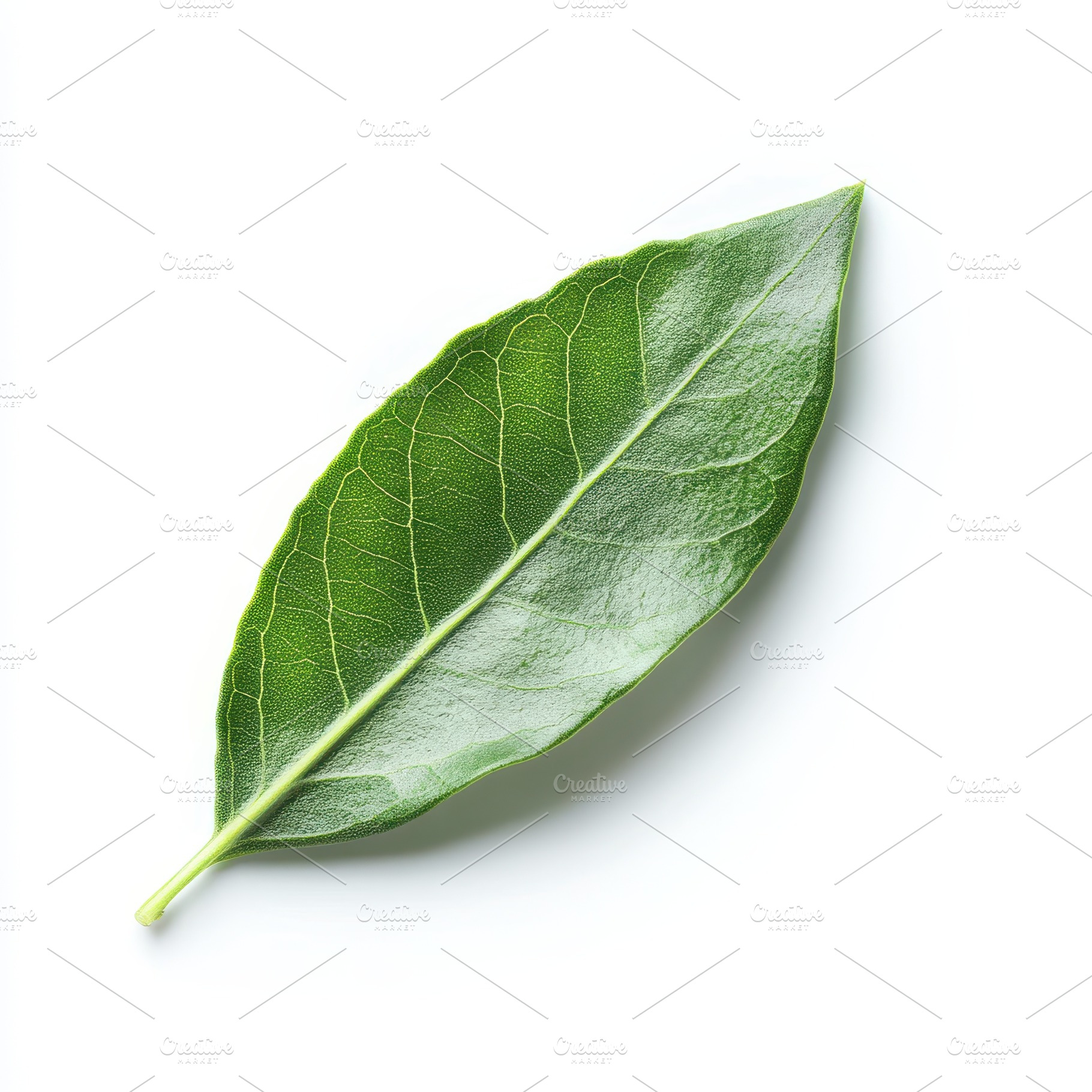 Single Green Leaf Isolated on White, an Abstract Photo by Pixeness Studio