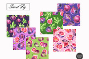 Watercolor Fig Seamless Patterns, a Food Illustration by OlDm_Shop (Thumbnail 2 of 10)