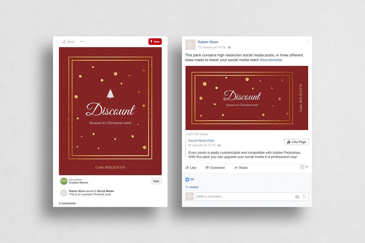 Christmas Social Media Pack, a Social Media Template by Ruben Stom (Photo 7 of 11)