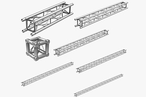 Mini Square Truss (7 PCS Modular), an Architecture 3D Model by akerStudio
