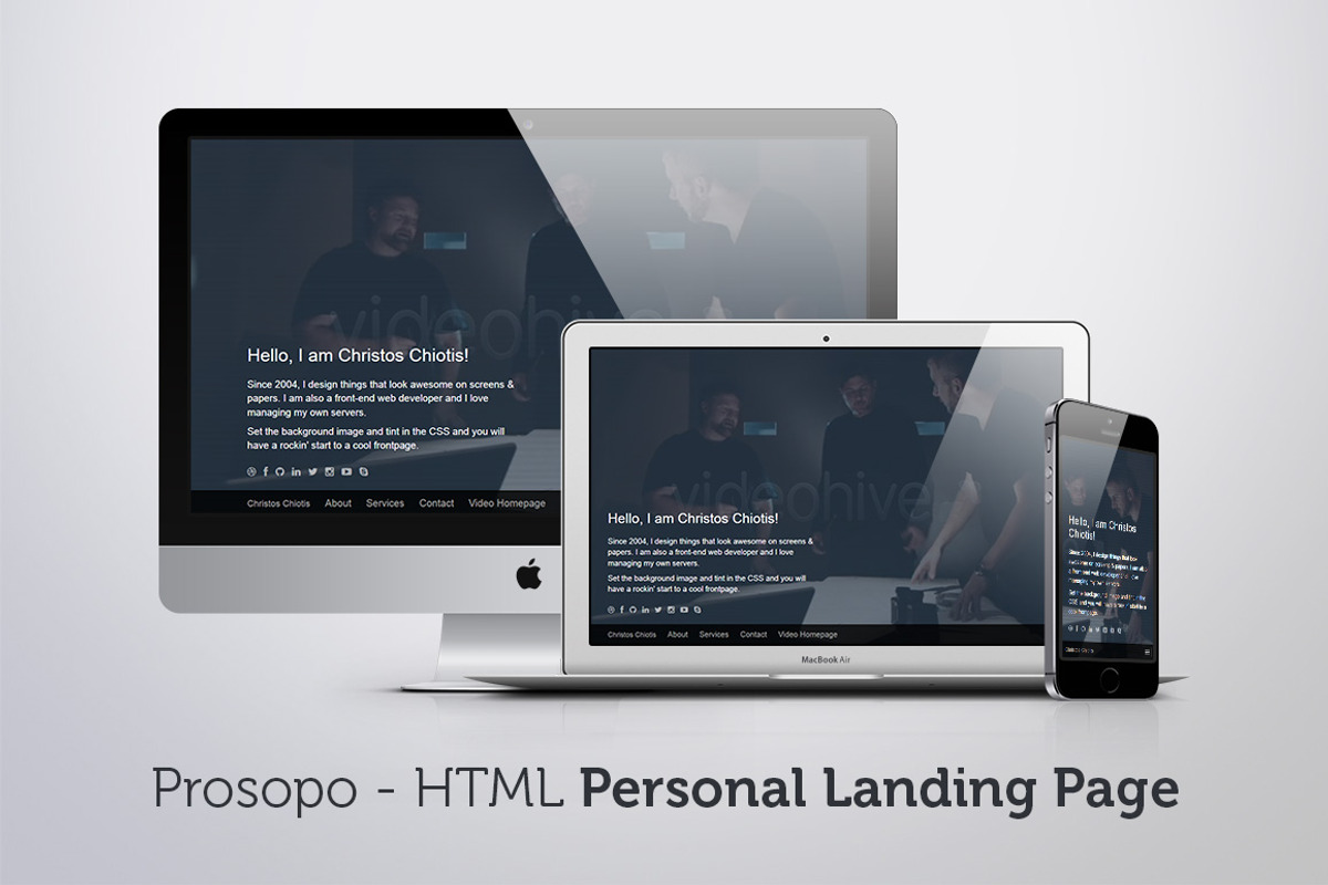 Prosopo - Personal HTML Landing Page, a Bootstrap Template by Elegrad Design Agency (Photo 1 of 5)